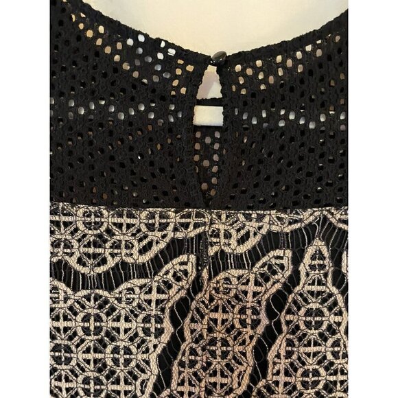 Cato NWT Dress A-Line Trapeze Black Gold Starlight Eyelet Small Summer Wedding - Picture 2 of 8